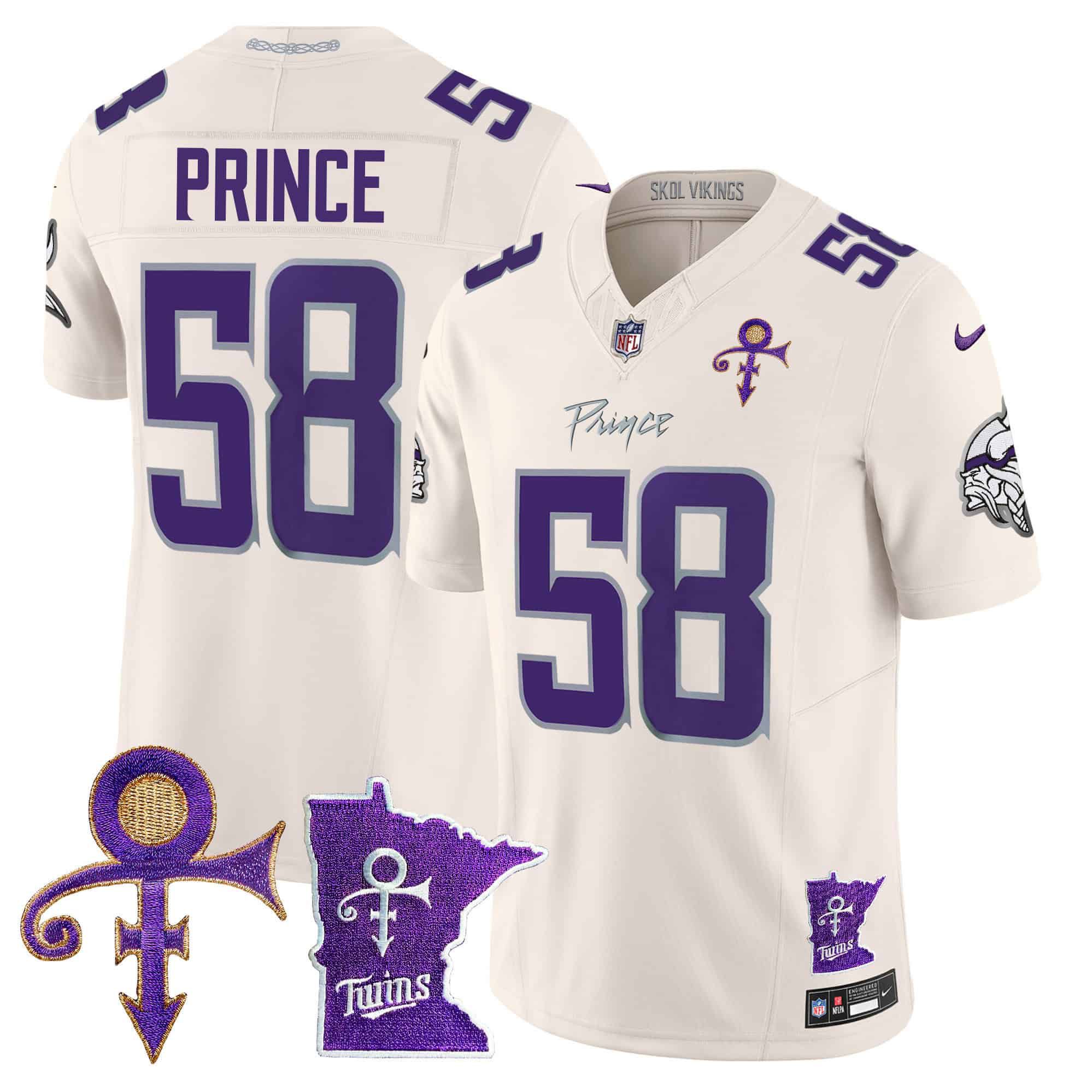 Men Minnesota Vikings 58 Prince Cream 2024 Nike Prince Vapor Limited NFL Jersey